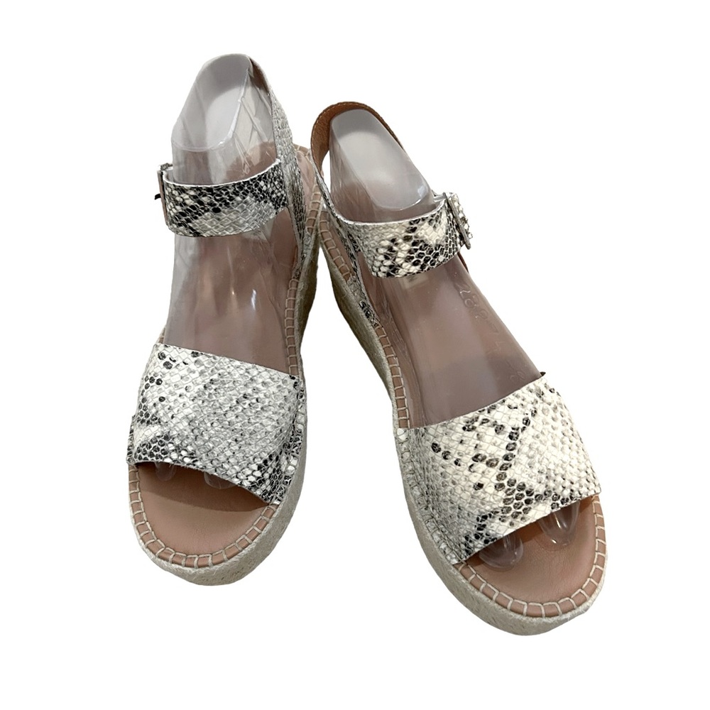 Steve Madden Black White & Gray Cabo Snake Print Espadrille Sandals, Size 10M